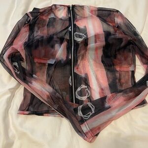 Fashion Nova Mesh Floral Crop Top